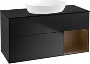 V&B Waschtischunterschrank Finion mit Wandbeleuchtung und Regal in Blau lackiert, Breite: 120 cm, Tiefe: 50,1 cm, Höhe: 50,1 cm - Bild 1