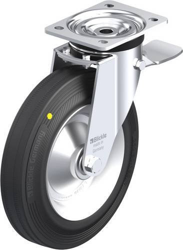Blickle Lenkrolle L-V 252R-3-ST-EL mit Feststeller in Schwarz und Silber, Rad-Durchmesser: 25 cm, Tragfähigkeit: 295 kg - Bild 1