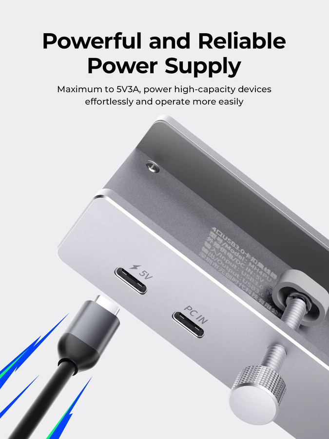 Orico USB 3.2 Hub 6-Port Erweiterung mit USB-C Anschluss und Netzteil für 10Gbps Hochgeschwindigkeitsübertragung sowie SD und TF Kartenleser - Bild 3
