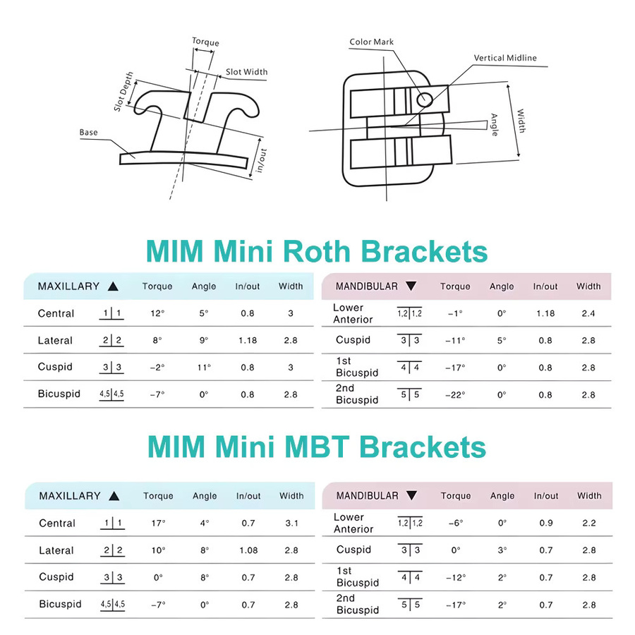 Denspay Mini Roth Bracket Standard Mbt Metall Braces, 10 Packungen - Bild 2