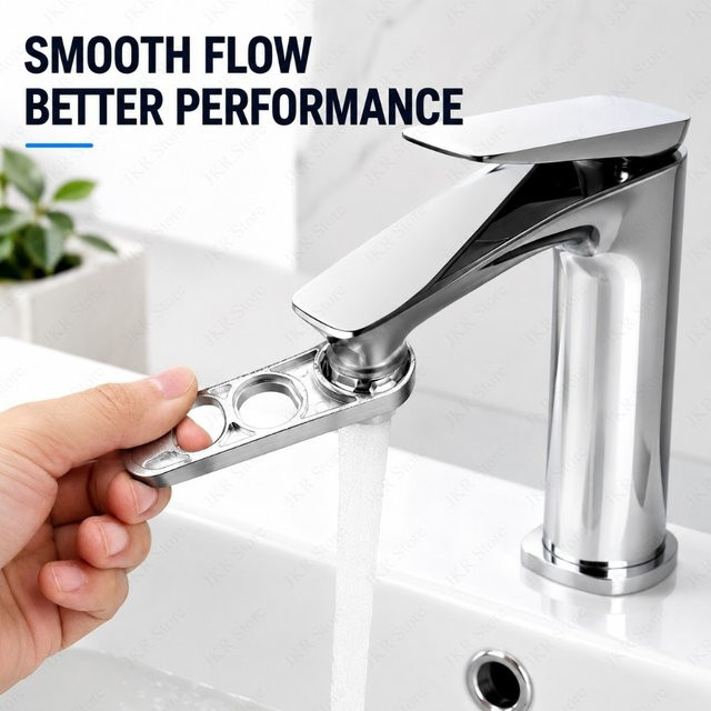 Wasserhahnschlüssel in Silber mit ergonomischem Griff zum Austausch von Luftbublern und zur Einstellung von Wasserbelüftern für Badezimmerarmaturen - Bild 1