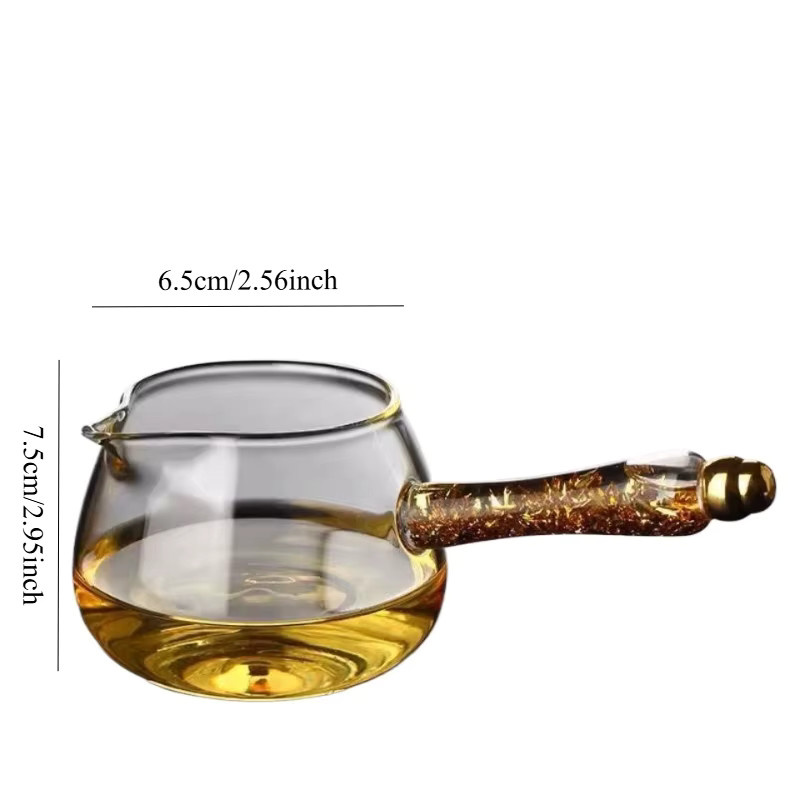 Transparenter Glas-Gongfu-Teekrug mit goldenem Griff und Goldfolie-Details, 7,5 l - Bild 5