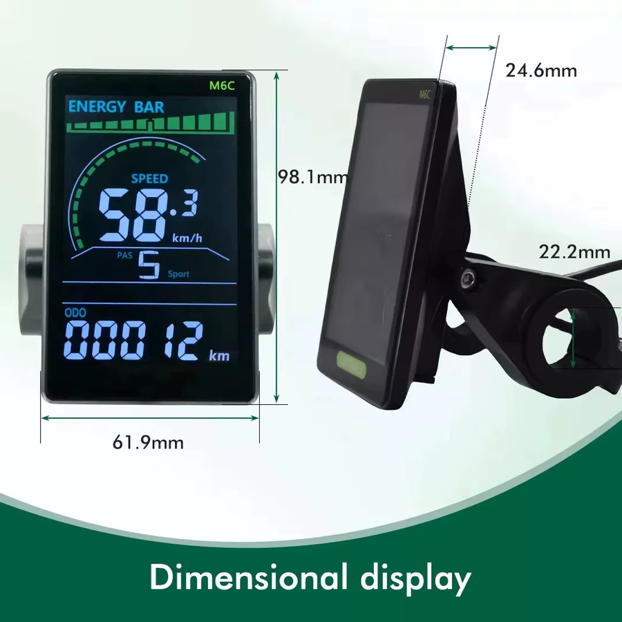 Mcezdy M6C E-Bike Farbdisplay LCD-Bildschirm mit UART No2 Protokoll und 5-Pin Anschluss in Schwarz - Bild 3