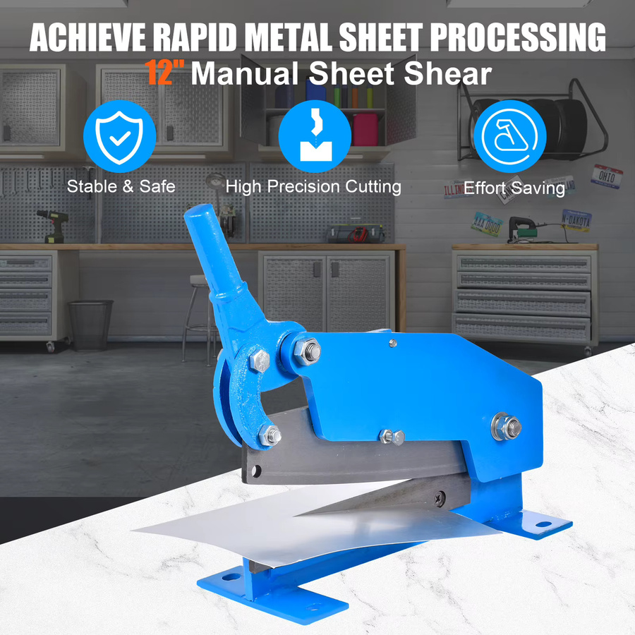 12-Zoll Handplattenschere als Blechschere für Metall und Stahlplatten in Blau - Bild 3