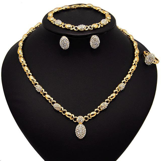 Wucifang Jewelry Schmuck-Set, Kristall, Gold Farbe, Schwarz, Unisex - Bild 1