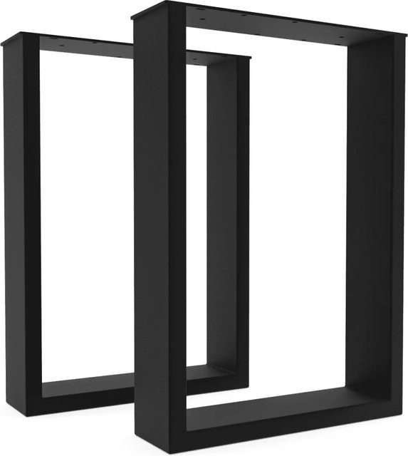 HEVVA Tischbeine BASEL 2er Set Schwarz Metall Modern Tiefe: 30 cm, Höhe: 43 cm - Bild 1