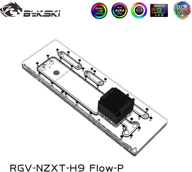 Bykski RGV-NZXT-H9 Flow-P Verteilerplatte für CPU/GPU Wasserkühlung mit DDC-Pumpenunterstützung, transparent - Bild 1