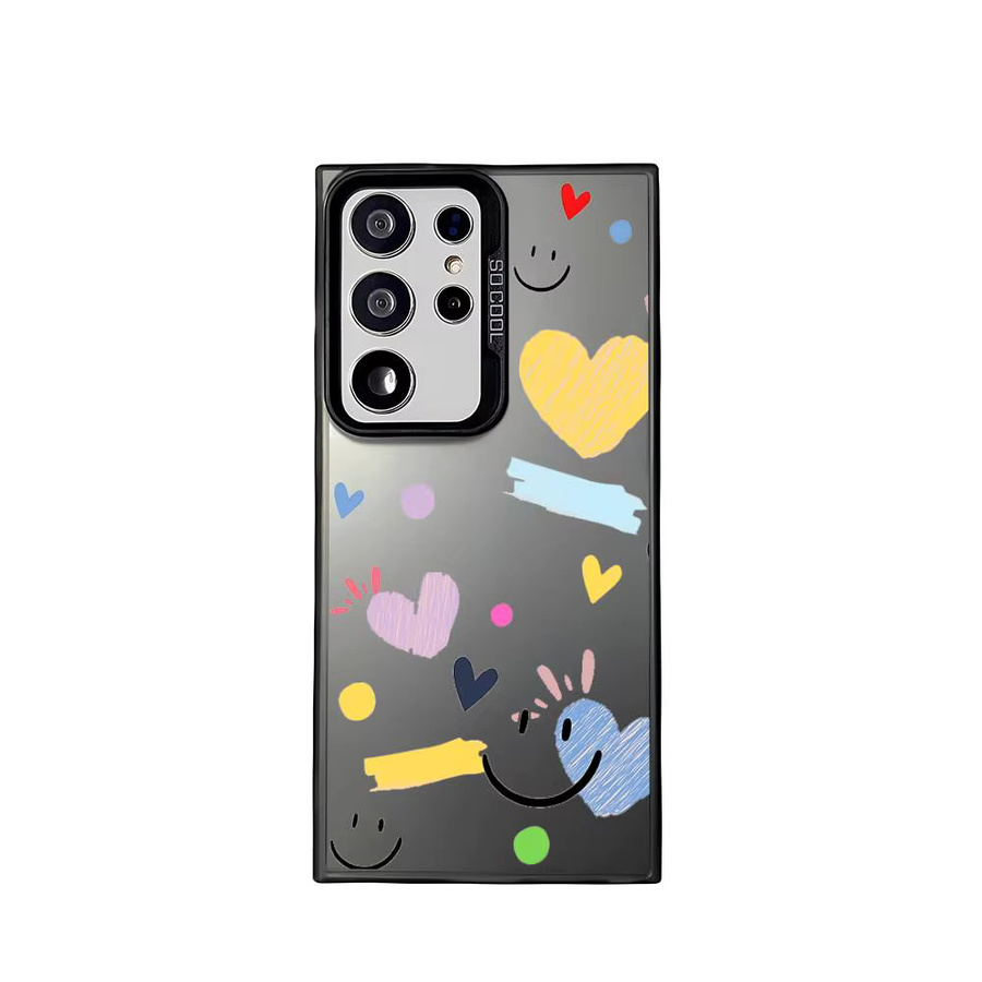 INS Mode Glänzende Smiley Handyhülle aus TPU für Samsung Galaxy S25 S24 S23 S22 S21 Ultra Plus 5G in Schwarz und Mehrfarbig - Bild 5