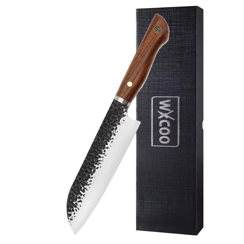 WXCOO Handgeschmiedetes Santoku-Messer mit Holzgriff in Silber - Bild 6