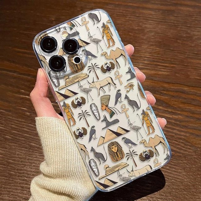 Transparente TPU-Handyhülle mit ägyptischem Kulturmuster für Apple iPhone 11 bis iPhone 17 Pro Max - Bild 1