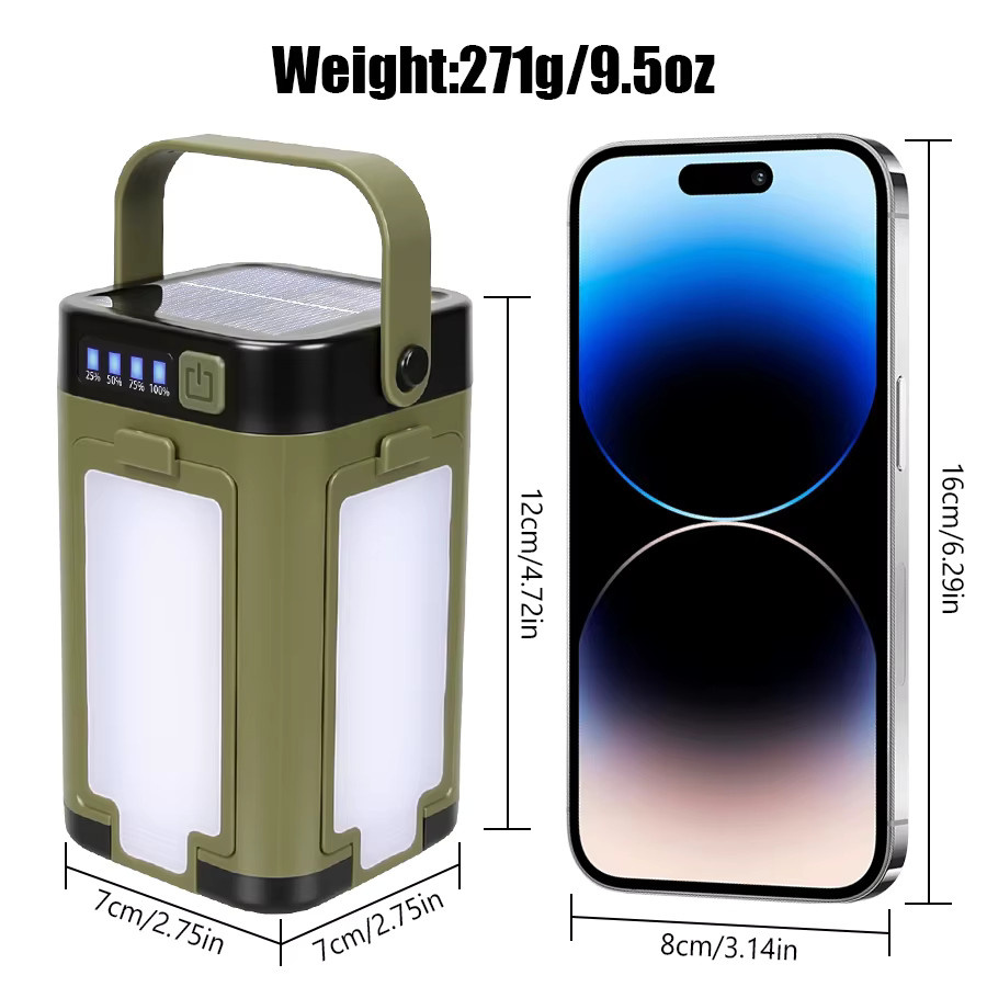 Heinast Solar LED-Campinglampe, faltbare 4-Blatt-Zeltlampe mit warmweißem Licht, wiederaufladbare Laterne für Garten und Outdoor-Notbeleuchtung, Weiß - Bild 6