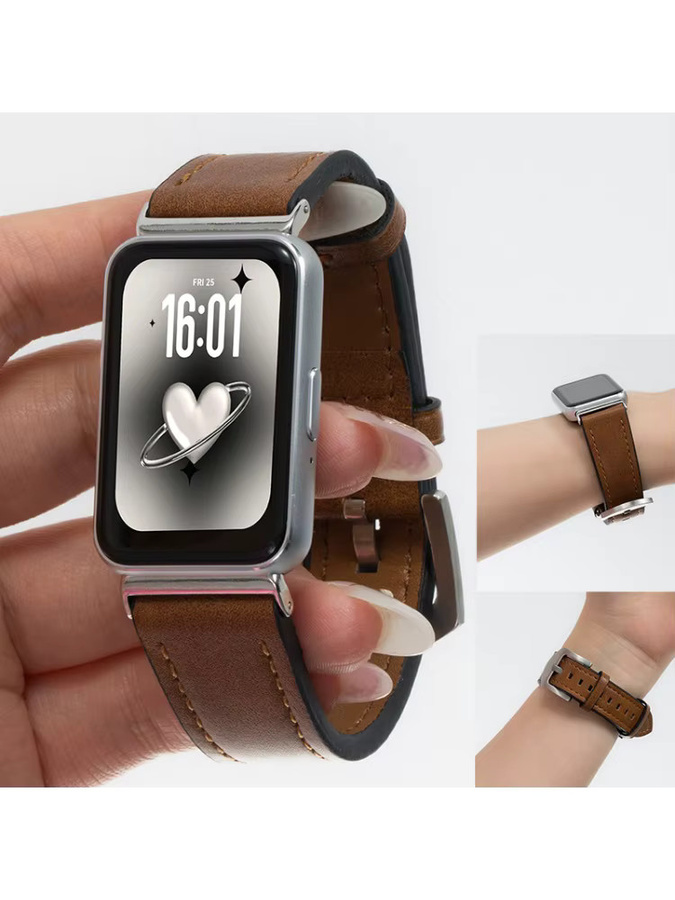 FancyWrist Uhrenarmband Leder, brown, Samsung Galaxy Fit 3 - Bild 4