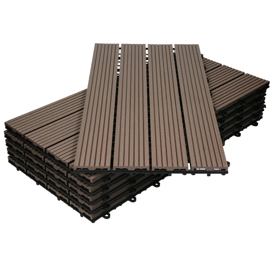 ECD Germany WPC Terrassenfliesen im 3er Set, Dunkelbraun, Click-System, B/T: 60 x 30 cm - Bild 3