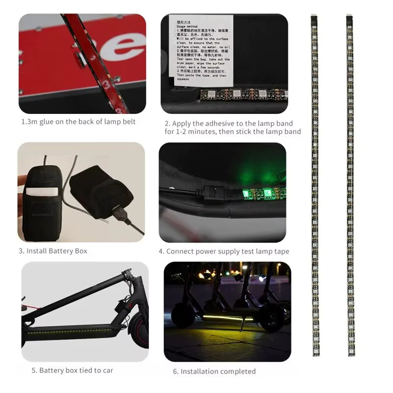 Wasserdichter RGB LED Streifen für Xiaomi M365 1s Pro Pro2 MI3 Elektrische Roller als Sicherheits-Nachtlicht in Mehrfarbig - Bild 6