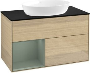 V&B Waschtischunterschrank Finion 100 in Eiche Lackiert mit Beige, Breite: 100 cm, Tiefe: 50,1 cm, Höhe: 50,1 cm - Bild 1