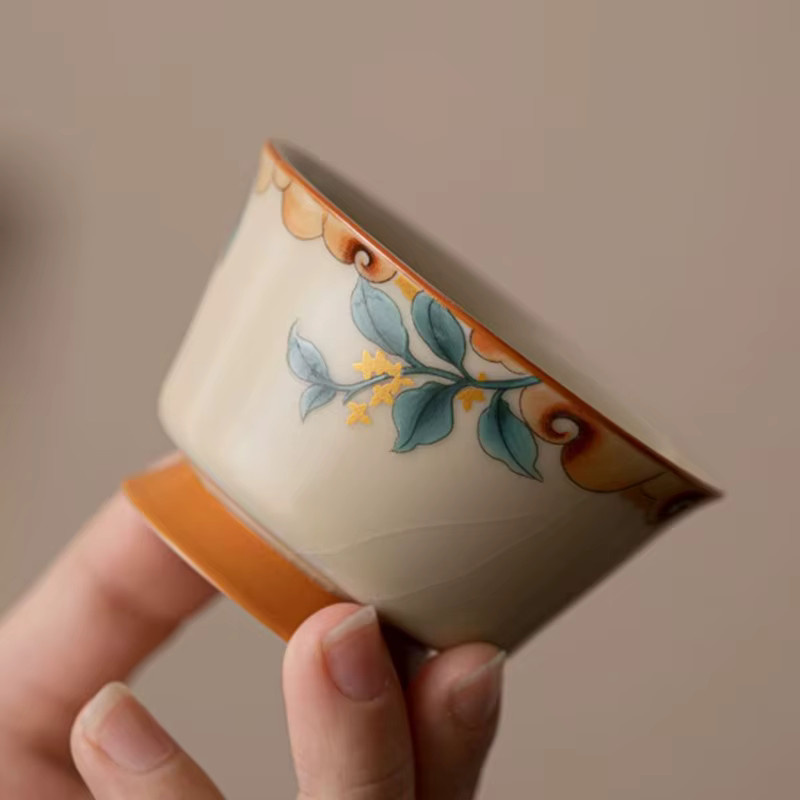 Ruyao Celadon Teetasse aus Porzellan für die chinesische Gongfu Teezeremonie in Grün und Multicolour - Bild 3