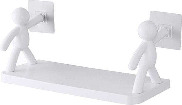 GoolRC Wandregal aus Kunststoff in Weiß für Badezimmer und Küche, modern und ohne Bohren montierbar
