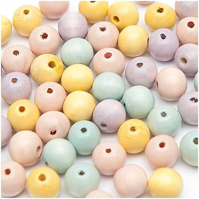 Rico Design Holz-Perlen pastell Bunt / Mehrfarbig 6mm 125 Stück - Bild 1