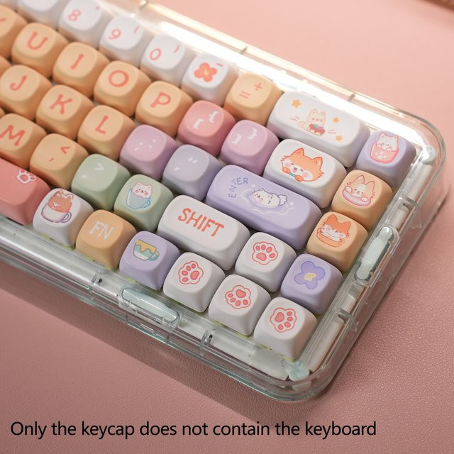 SMAILWOLF PBT Mechanische Tastatur Tastenkappen im süßen Cartoon Welpen Design für Mädchen, Multicolour - Bild 1