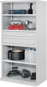 Kappes Schwerlastregal Mod. 42 OMT in Grau mit 3 Fachböden und 2 Schubladen, Höhe: 195,0 cm, Breite: 60,0 cm, Tiefe: 100,0 cm - Bild 1
