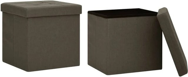 vidaXL Hocker mit Stauraum Set 2 Stück Dunkelbraun Leinenoptik B/T/H: 38 x 38 x 38 cm - Bild 1