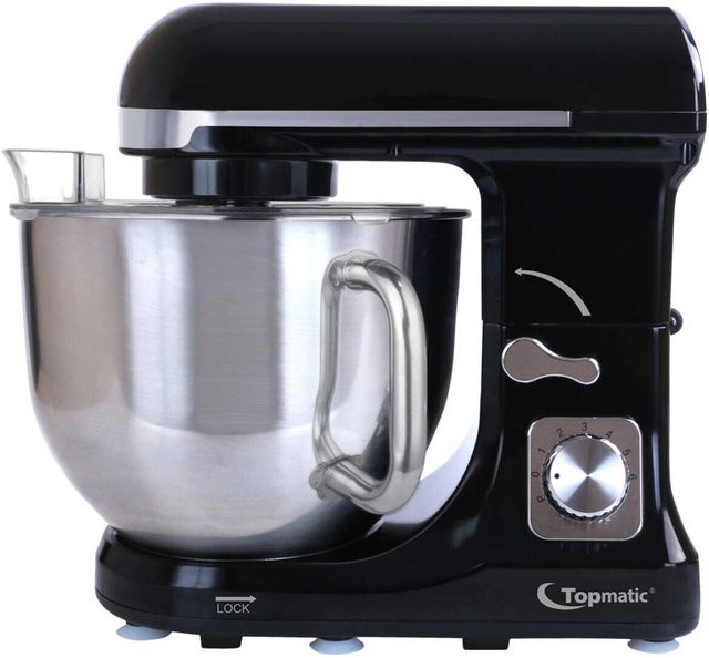 Topmatic Küchenmaschine PKM-1400.3 in Schwarz aus Kunststoff und Edelstahl mit 1400 Watt, B/H/T: 22,5 x 31,5 x 38 cm - Bild 1