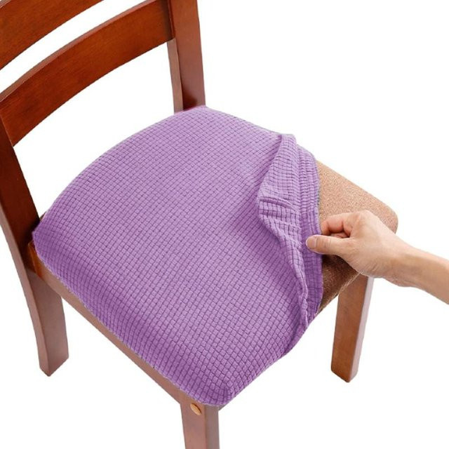 Stretch-Sitzbezüge für Esszimmerstühle aus Jacquard in Grau, elastisch und waschbar - Bild 1