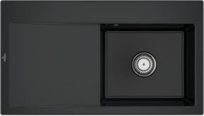 Villeroy & Boch Spüle Subway Style in Pure Black aus Keramik mit Ablaufgarnitur und Handwaschbecken, Breite: 50 cm - Bild 1