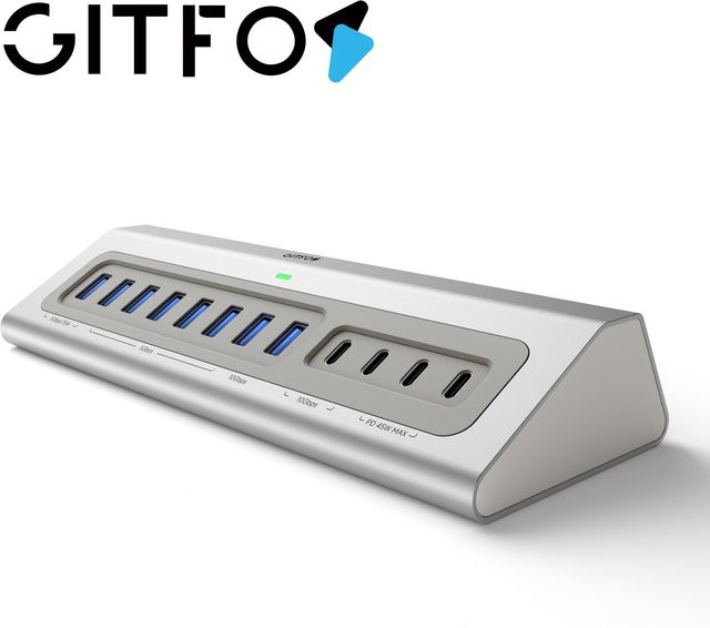 Gitfos 15-in-1 USB 3.2 Hub mit 10 Gbit/s und 7 USB-A 3.0 Anschlüssen für PC, Laptop und MacBook - Bild 1