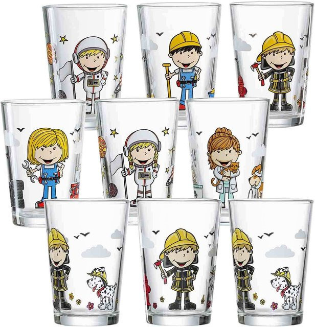 Ritzenhoff & Breker Kindergläser Berufe, 9-teiliges Set, transparent, 205 ml pro Glas - Bild 1