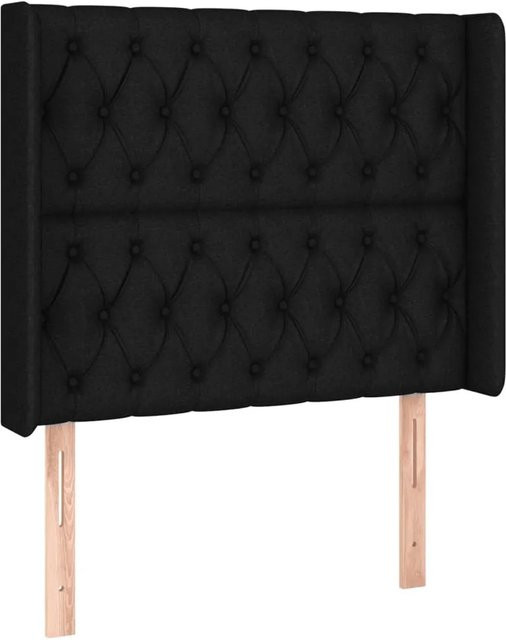 vidaXL LED Kopfteil Schwarz mit USB-Ladeport und integrierter Beleuchtung, Stoff, B: 93 cm, T: 16 cm, H: 118-128 cm - Bild 1