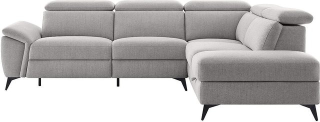 Vente-unique Relaxsofa Cadilo in Lichtgrau mit L-Form und elektrischem Motor pro Sitzplatz, Breite: 279 cm - Bild 1