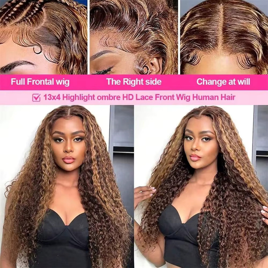 BUNGIOL Lace Front Perücke, tiefe Welle, 100 % Echthaar, HD Transparent 5x5 - Bild 3