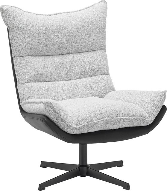 Mömax Sessel Audrey in Creme/Schwarz mit Bouclé-Bezug und 360-Grad-Drehfunktion - Bild 1