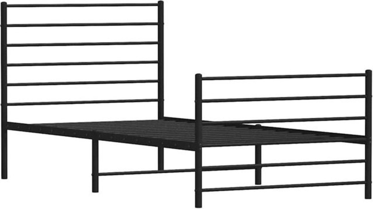 Vidaxl Metallbett mit Kopf- und Fußteil in Schwarz, klassisch und minimalistisch, B/T/H: 100 x 200 cm - Bild 1