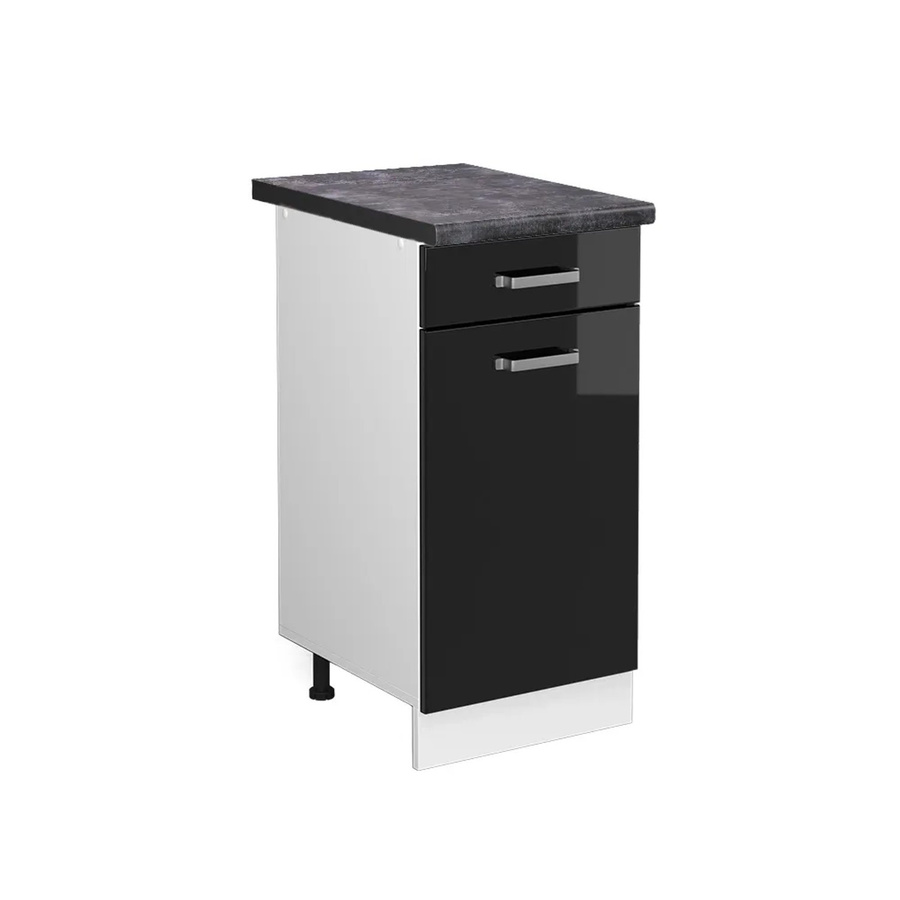 Vicco Küchenunterschrank R-Line in Schwarz Hochglanz und Weiß, Breite: 40 cm, Tiefe: 60 cm, Höhe: 81,6 cm - Bild 2