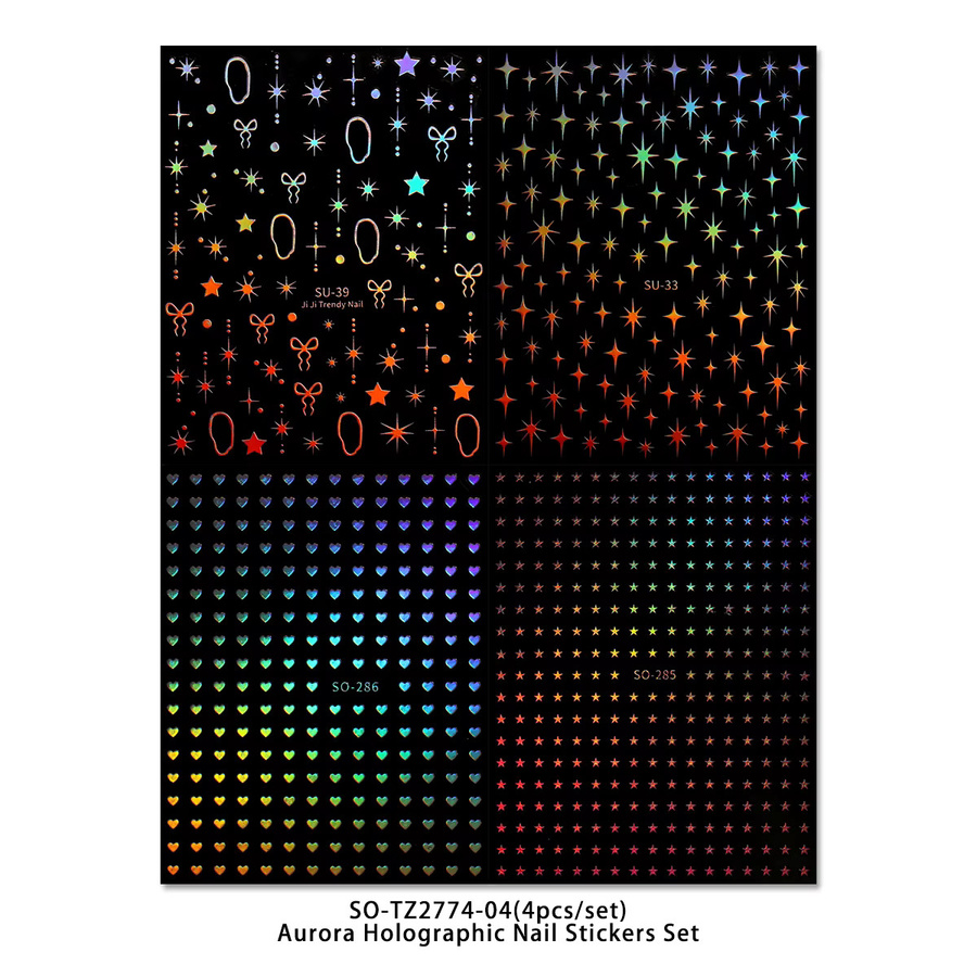 QIANJIKU Nagelaufkleber, Holografisch, Weiss, Metallic - Bild 2