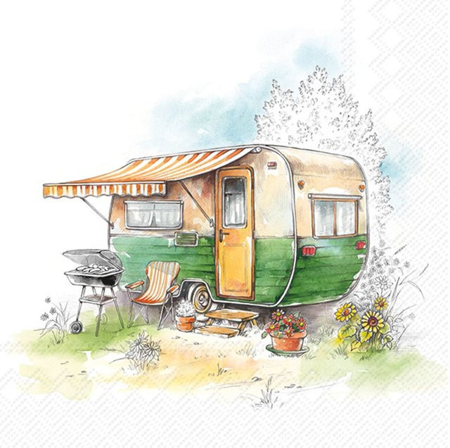 Serviette Camping aus Papier für deinen Wohnwagen, B/B: 33,0 x 33,0 cm - Bild 1