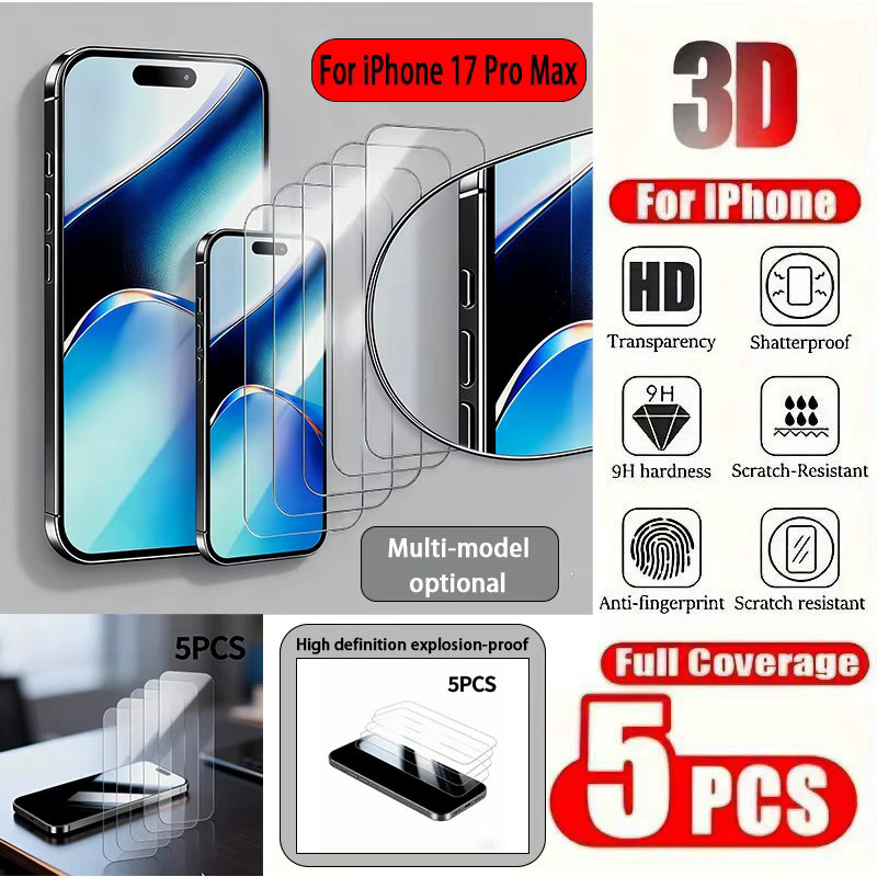 5-teiliges HD-Panzerglas Set für iPhone 12 bis iPhone 17 Pro Max, transparentes Displayschutzglas - Bild 6