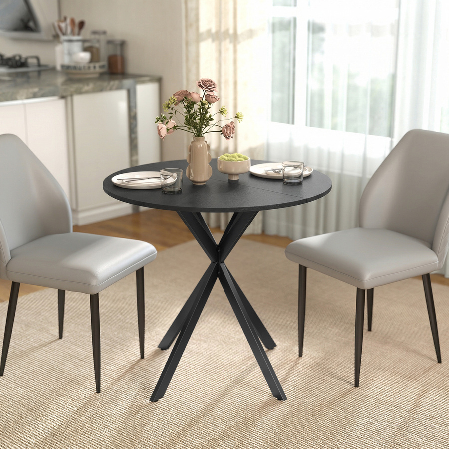 Runder Esstisch HOMCOM im Industriestil mit Stahlbeinen, Durchmesser: 80 cm, Schwarz - Bild 2