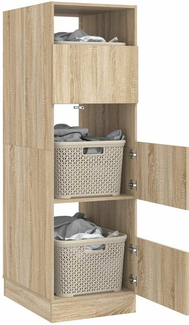 Wäscheschrank Yiwydaa in Sonoma mit Türen, B/T/H: 50 x 50 x 162 cm - Bild 1
