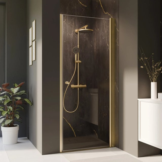Breuer Drehtür Elana 2.0 für Nische aus Klarglas in Gold, Breite: 100 cm, Höhe: 200 cm, Anschlag Rechts - Bild 1