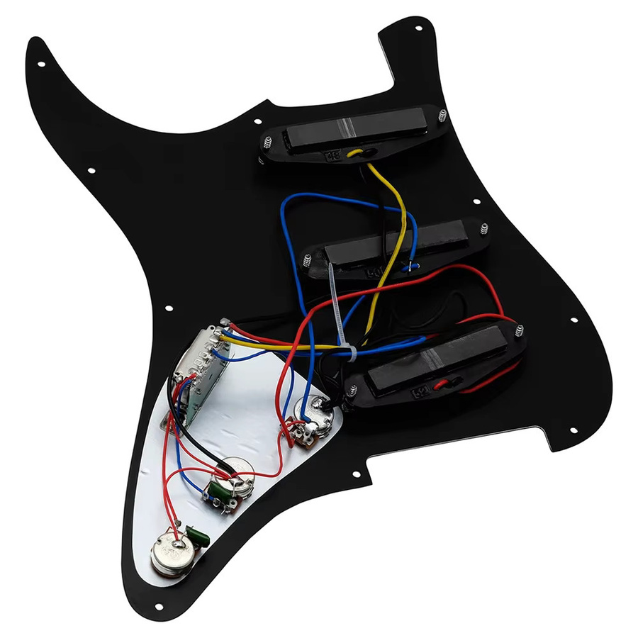 Irin E-Gitarre Schlagbrett mit vorverdrahteten Single Coil Pickups in Schwarz für FD ST Stil Gitarren, 11-Loch-Design - Bild 2