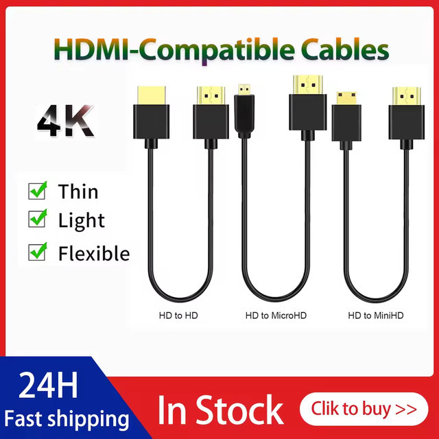 Ultraweiches HDMI-zu-Mini-HDMI-Kabel in Schwarz für 4K@60Hz Hochgeschwindigkeits-Übertragung mit 18 Gbit/s und 2160p Unterstützung für Kamera, Monitor und TV - Bild 1