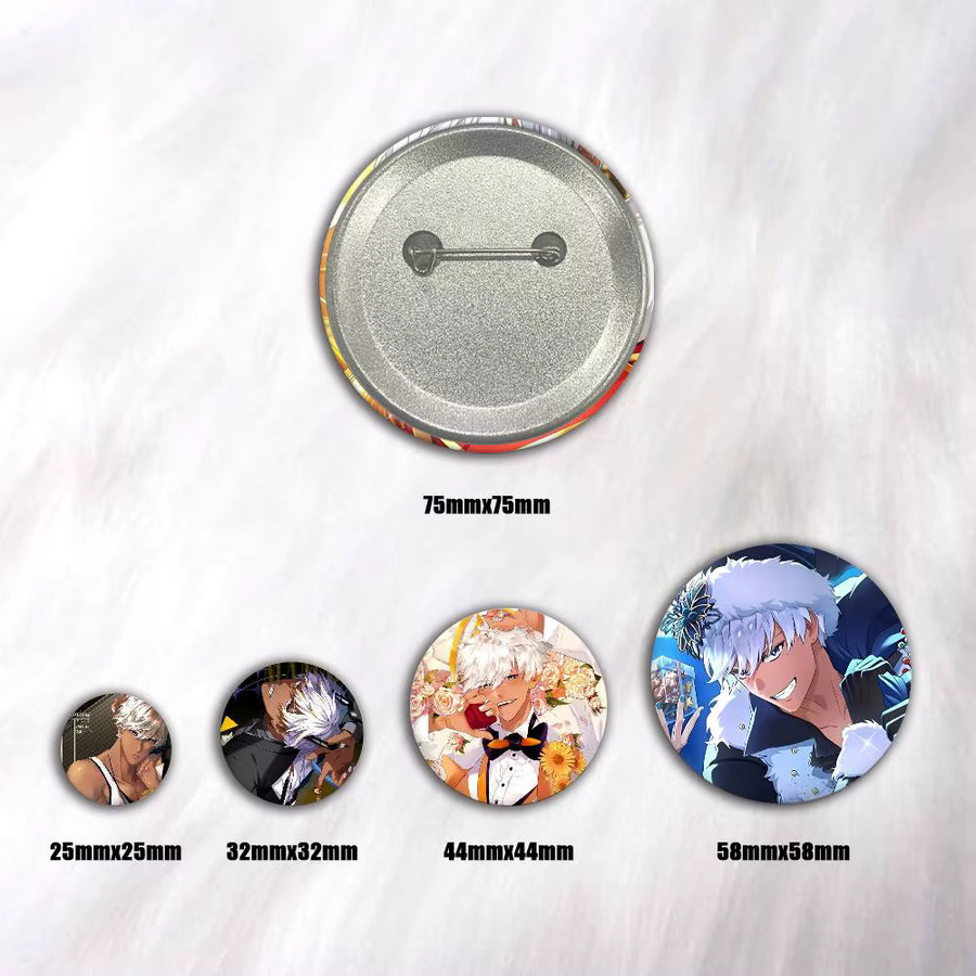 Obey Me Mammon Snap-in-Pins, Cartoon-Figur, rund, bunt - Bild 2