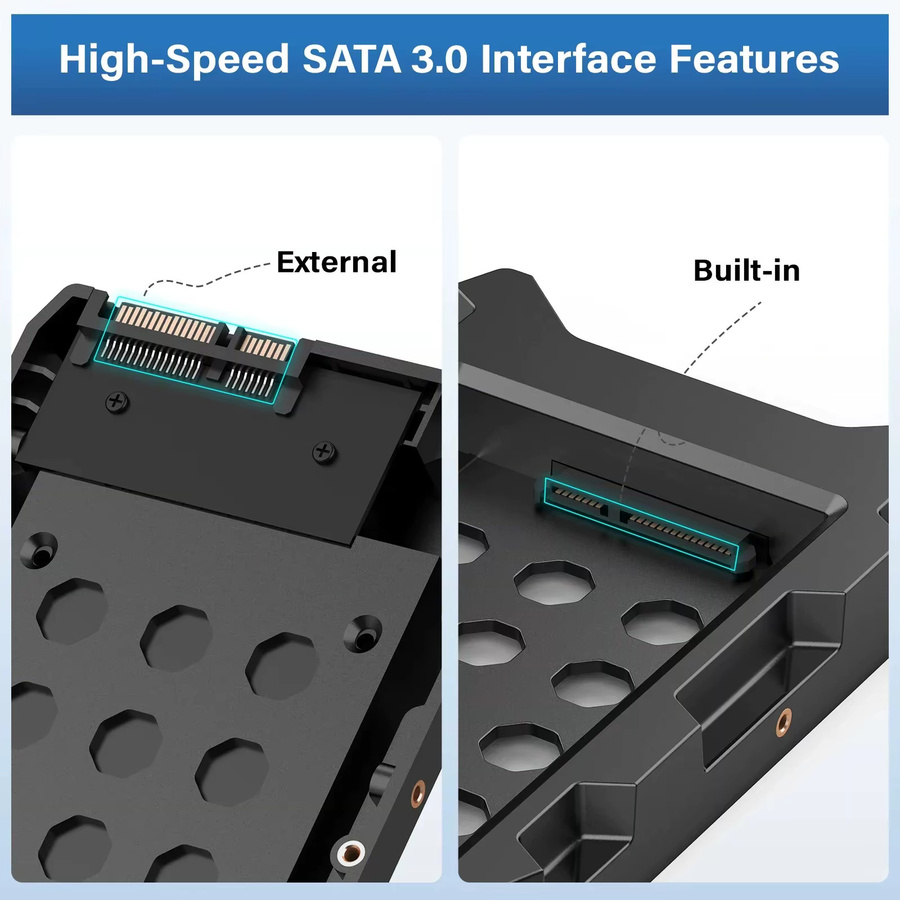 EJAY Festplatten-Caddy für 2,5 bis 3,5 Zoll, SATA 3.0, unterstützt HDD und SSD, Schwarz - Bild 5
