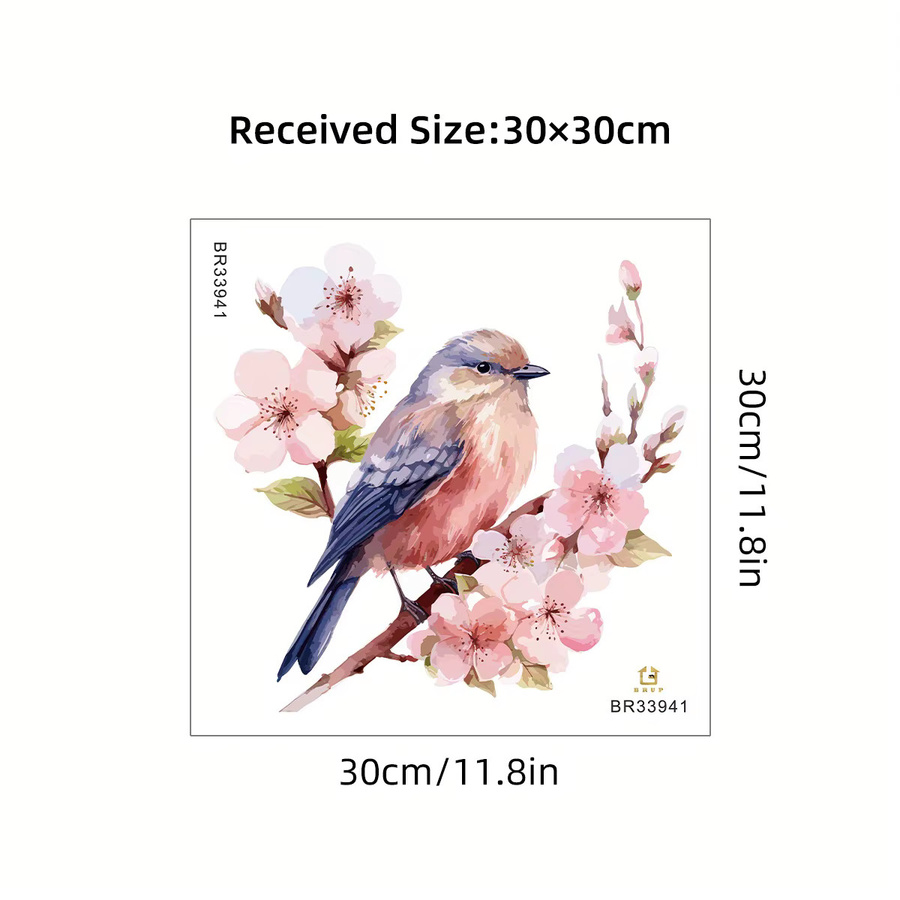 BRUP Wandtattoo mit Aquarell-Vogel und Blumen im Frühlingsdesign, abnehmbar und wiederverwendbar, Mehrfarbig - Bild 3