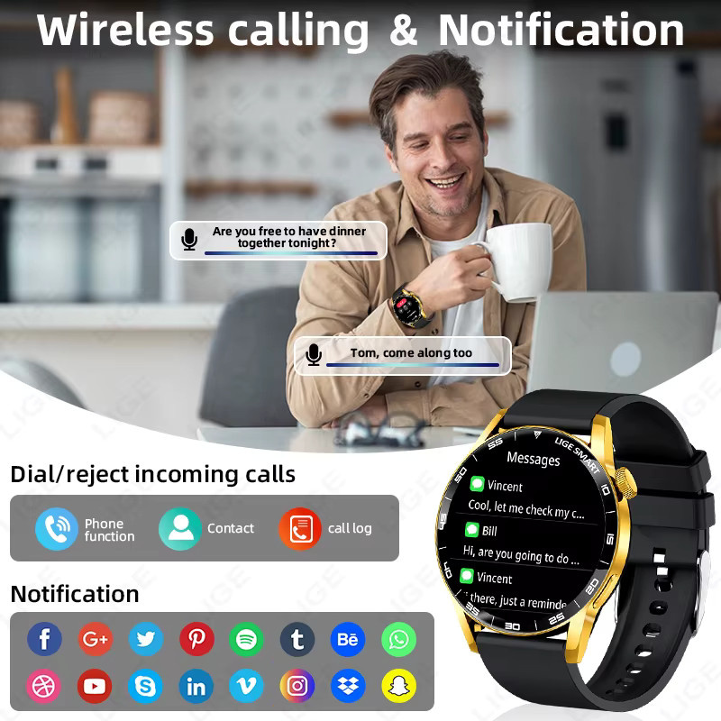 LIGE Smartwatch mit 1,38 Zoll HD-Display, Bluetooth Sprachanruf, Blutdruck- und Blutsauerstoff-Monitor, Sport- und Fitnessuhr für Männer und Frauen, Grau - Bild 3