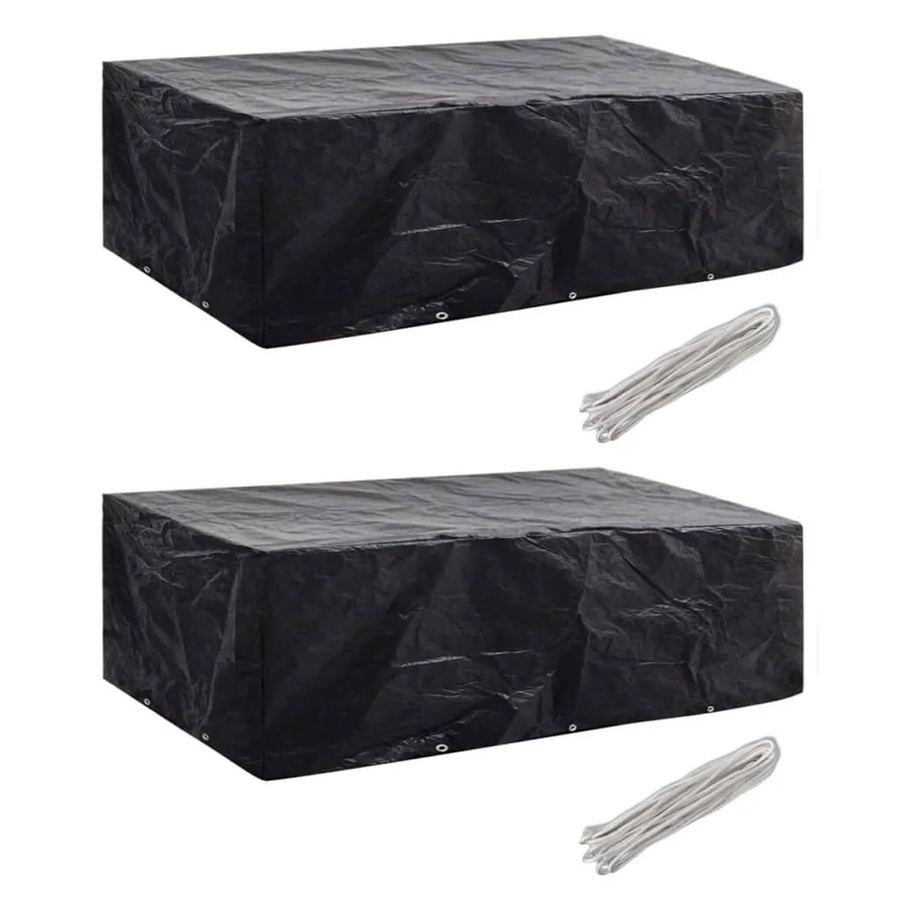 vidaXL Gartenmöbel-Abdeckungen 2er-Set in Schwarz mit 10 Ösen, B: 300 cm, T: 140 cm - Bild 2