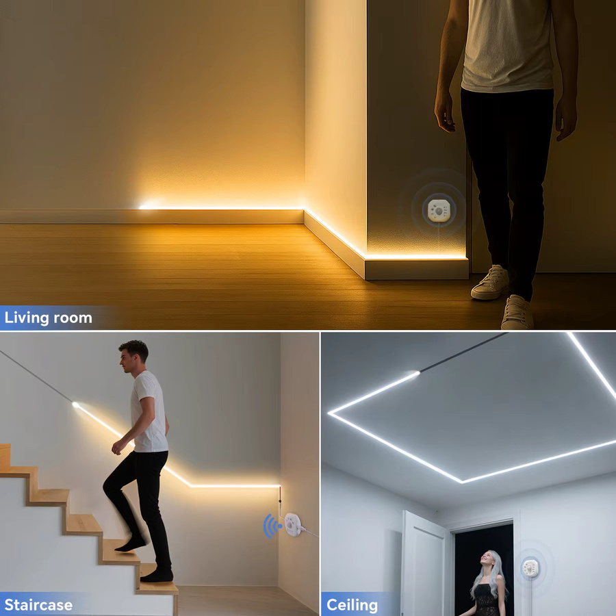 CHNAITEKE RGBIC LED-Streifen mit Bewegungssensor, WS2811 Smart Motion Sensor Lichtband in Multicolour, 24 V DC, ideal für Treppen, Schrank und Korridor - Bild 4